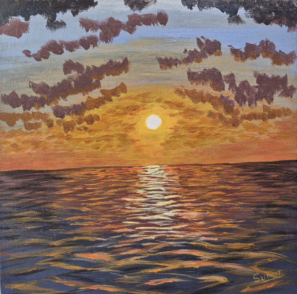 Sunset Sea, an acrylic painting by Sumit Anand