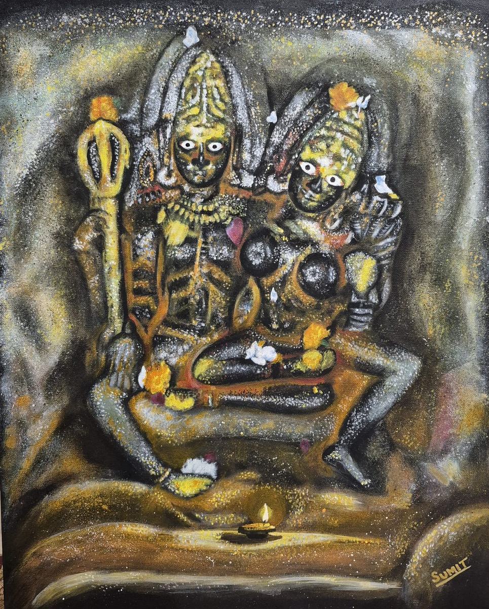Swayambu, an acrylic painting by Sumit Anand