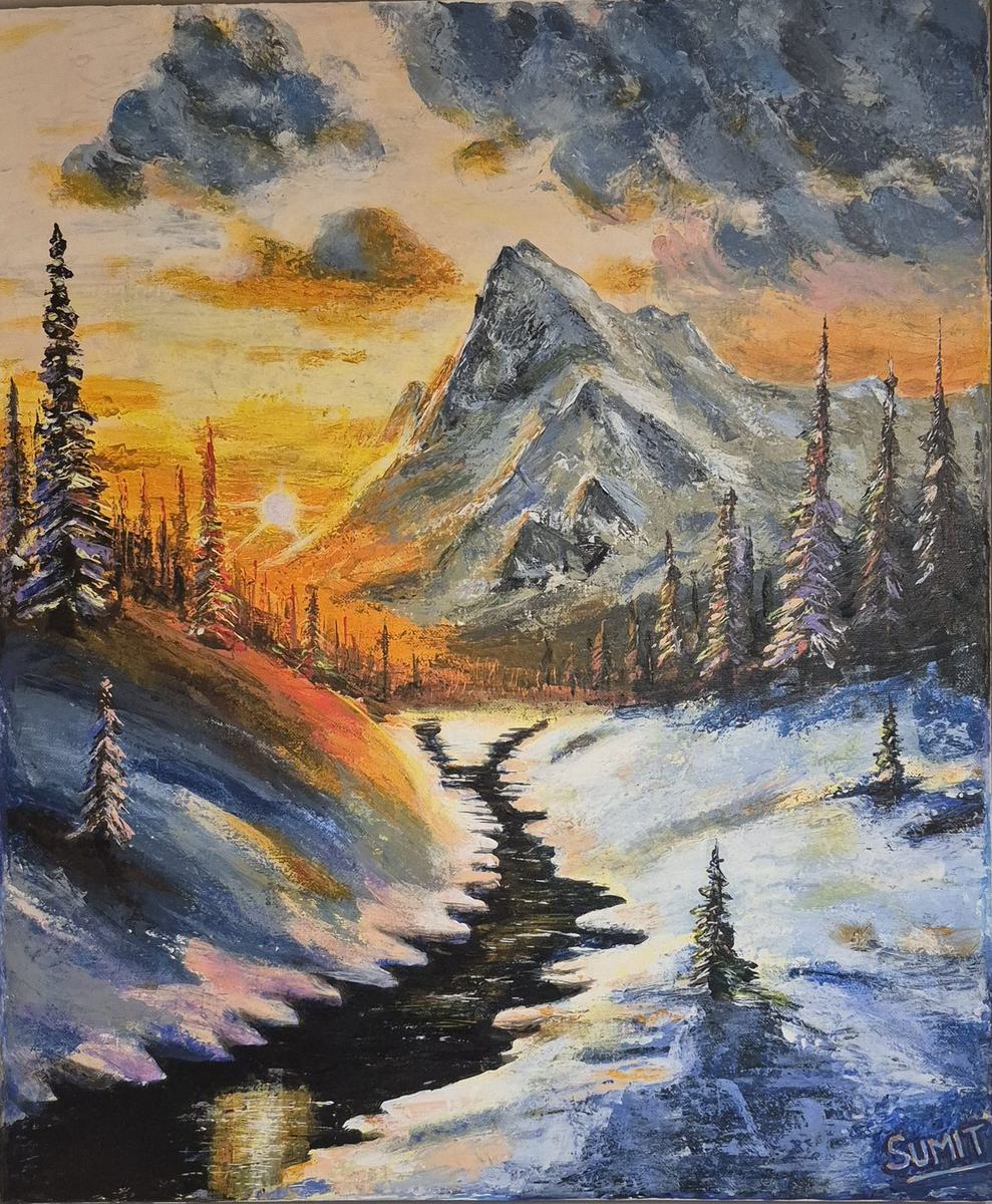 Where Silence Gathers, an acrylic painting by Sumit Anand
